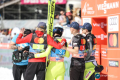 Dawid Kubacki, Kamil Stoch, Piotr Zyla, Jakub Wolny (POL); Skifliegen Planica 26.03.22; Foto: Konstanze Schneider
