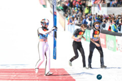 Halvor Egner Granerud, Bendik Jakobsen Heggli, Johann André Forfang (NOR); Skifliegen Planica 26.03.22; Foto: Konstanze Schneider