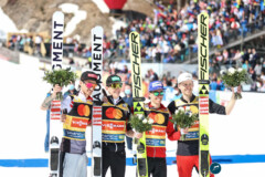 Manuel Fettner, Daniel Tschofenig, Stefan Kraft, Michael Hayböck (AUT); Skifliegen Planica 26.03.22; Foto: Konstanze Schneider