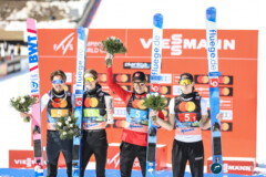 Johann André Forfang, Bendik Jakobsen Heggli, Halvor Egner Granerud, Marius Lindvik (NOR); Skifliegen Planica 26.03.22; Foto: Konstanze Schneider