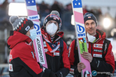Kamil Stoch, Dawid Kubacki, Piotr Zyla (POL); Skiflug WM - Vikersund 13.03.22; Foto: Konstanze Schneider